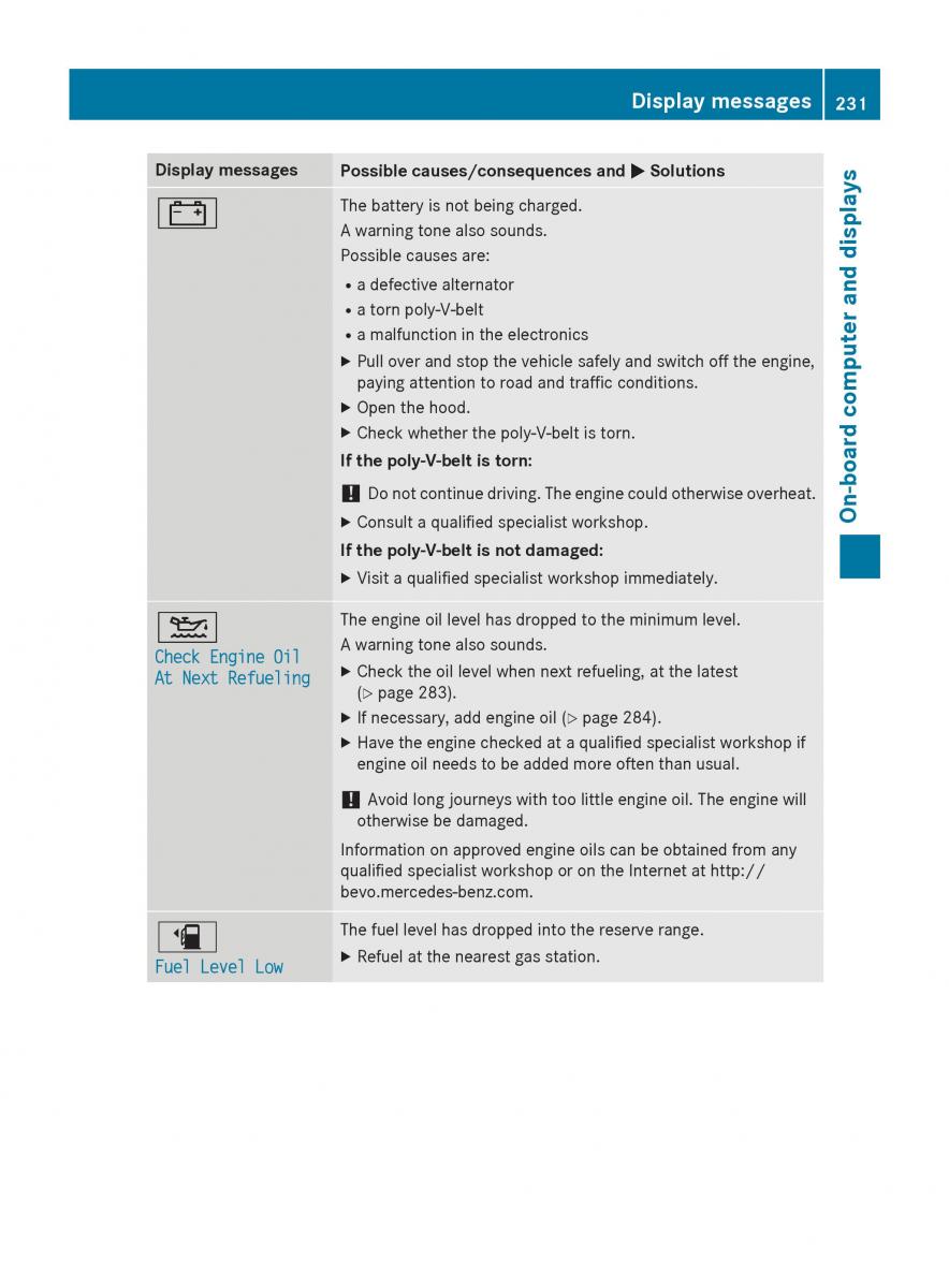 Mercedes Benz CLA C117 owners manual / page 233