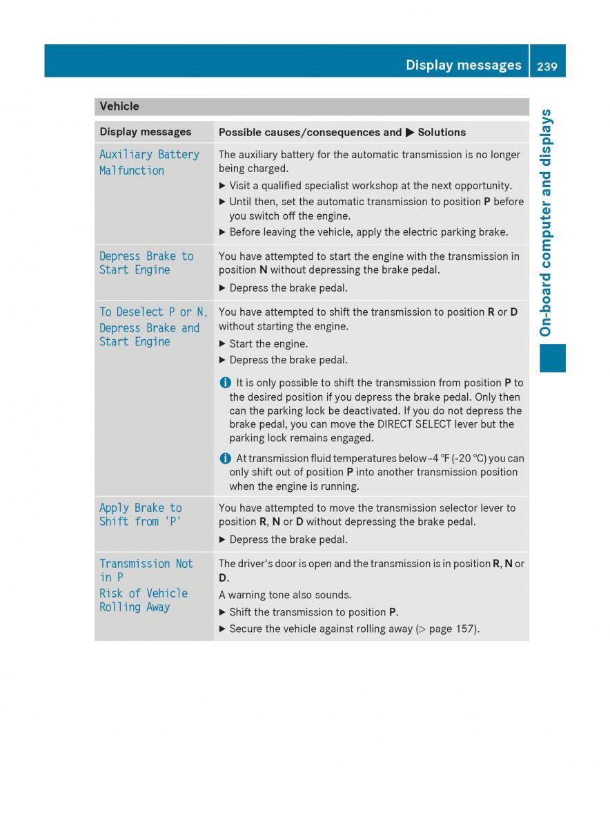 Mercedes Benz CLA C117 owners manual / page 241