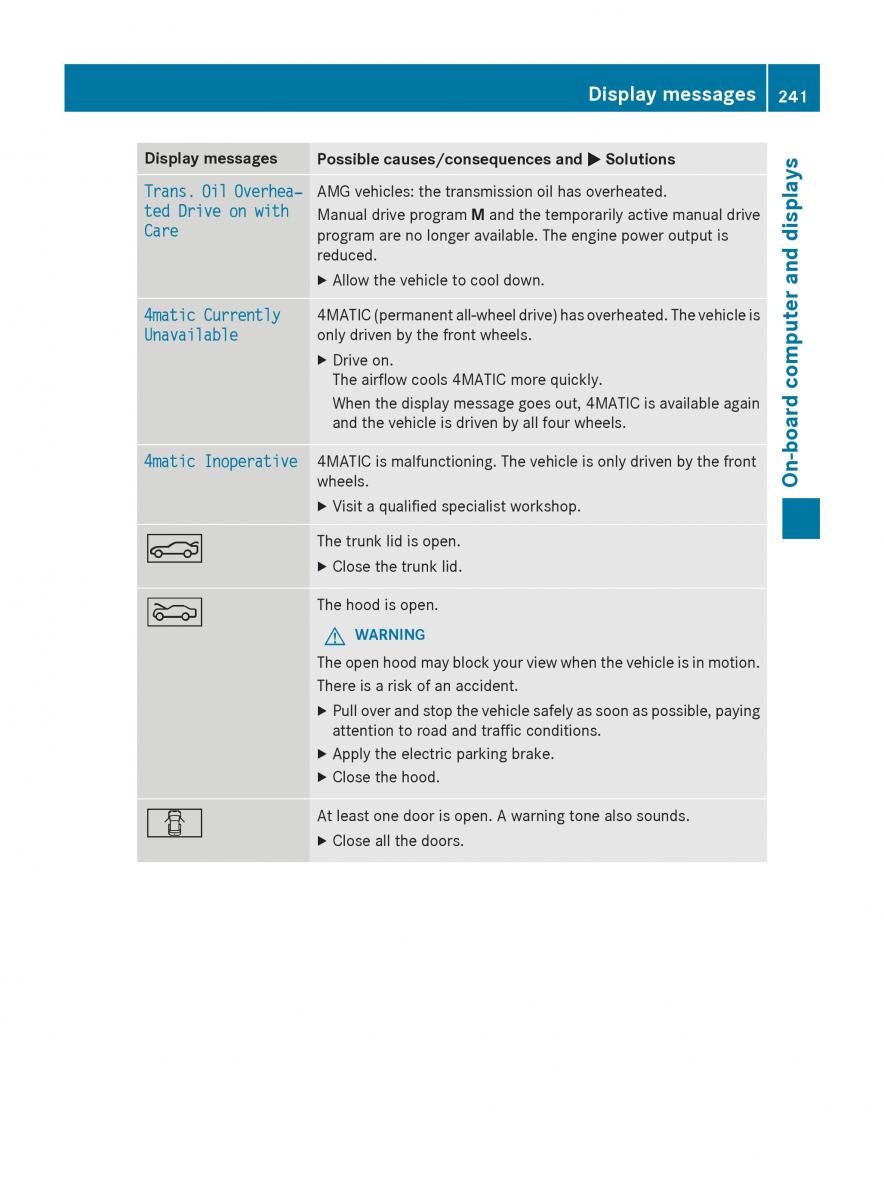 Mercedes Benz CLA C117 owners manual / page 243