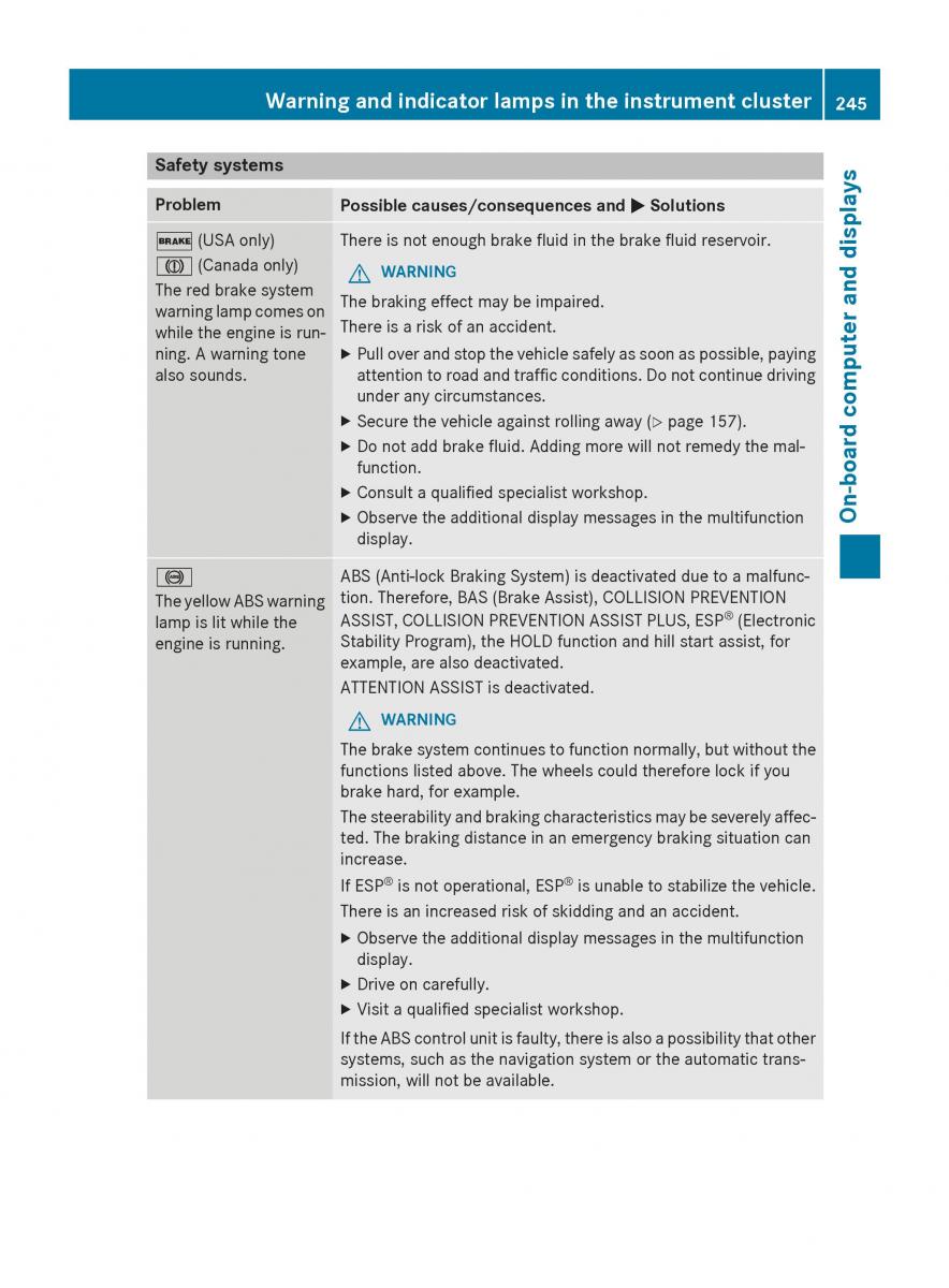 Mercedes Benz CLA C117 owners manual / page 247