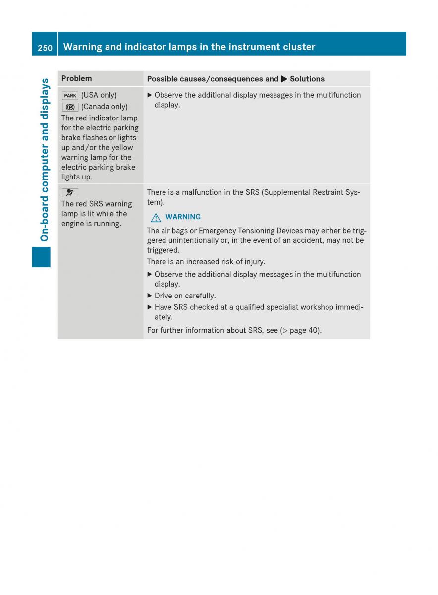 Mercedes Benz CLA C117 owners manual / page 252