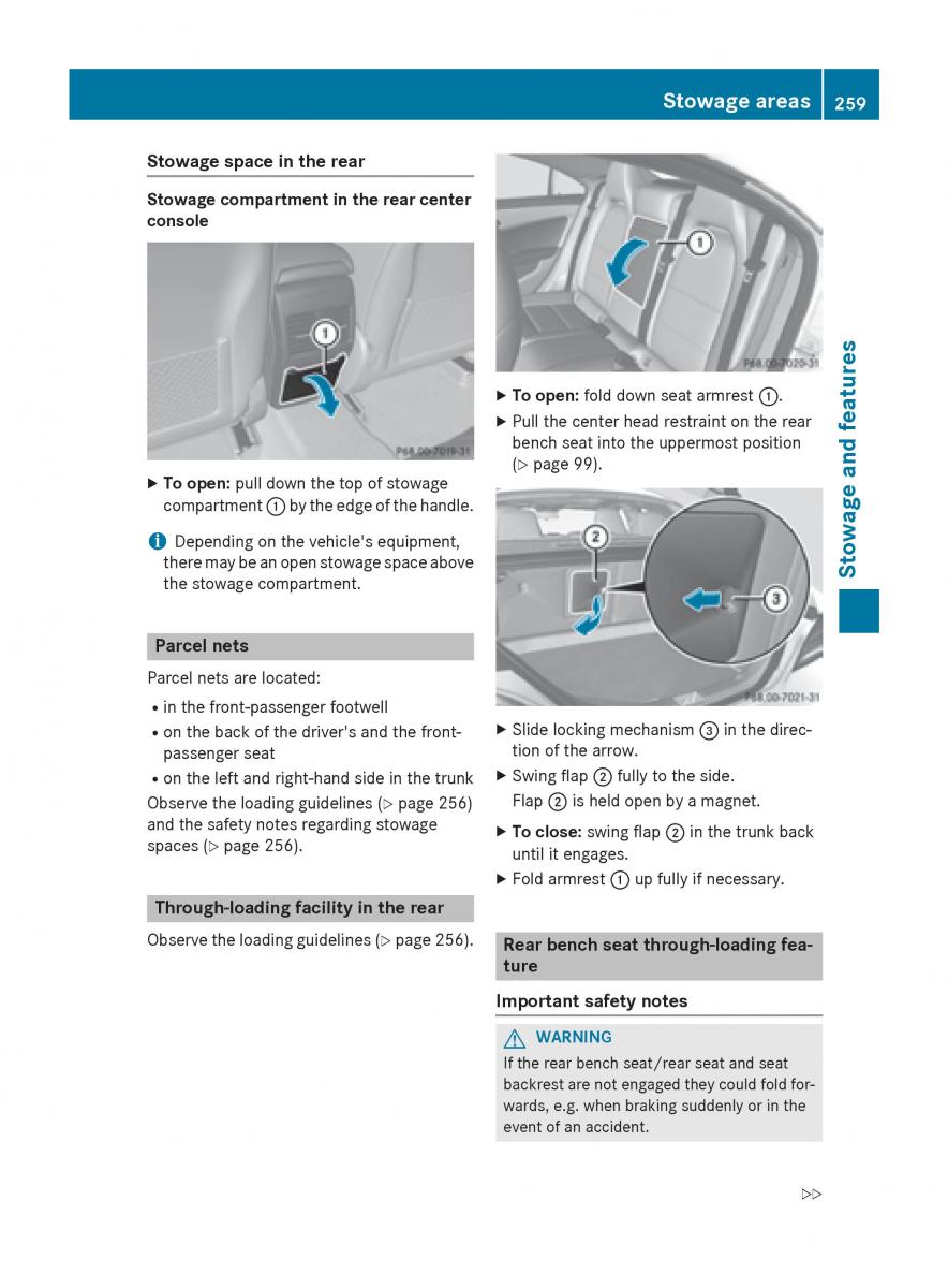 Mercedes Benz CLA C117 owners manual / page 261