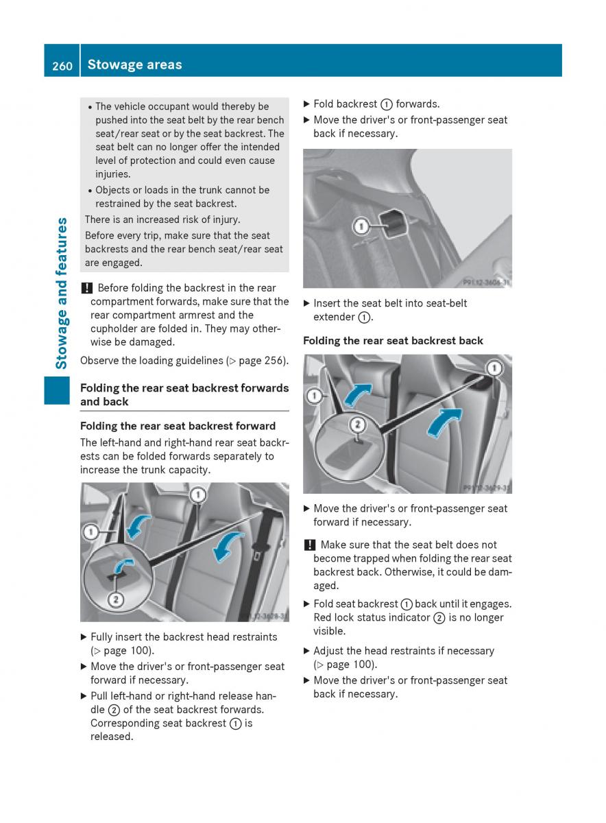 Mercedes Benz CLA C117 owners manual / page 262