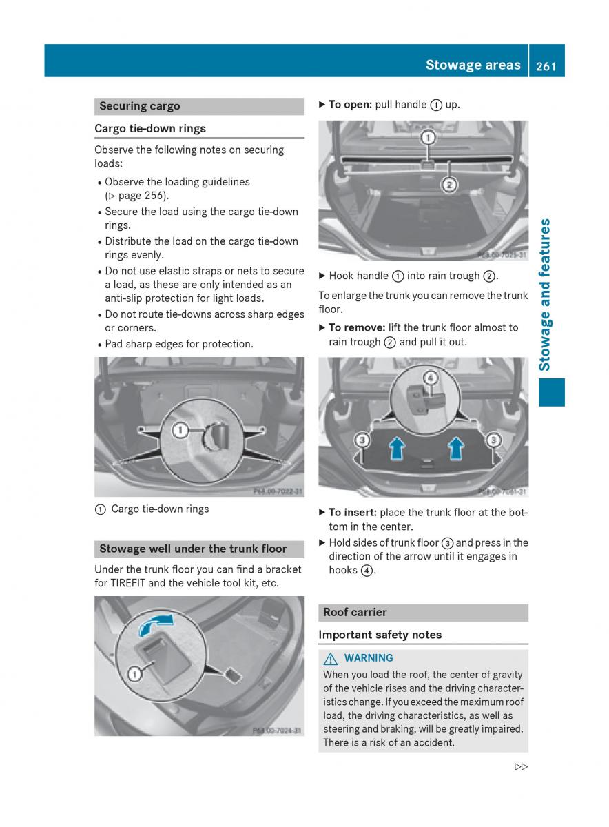 Mercedes Benz CLA C117 owners manual / page 263