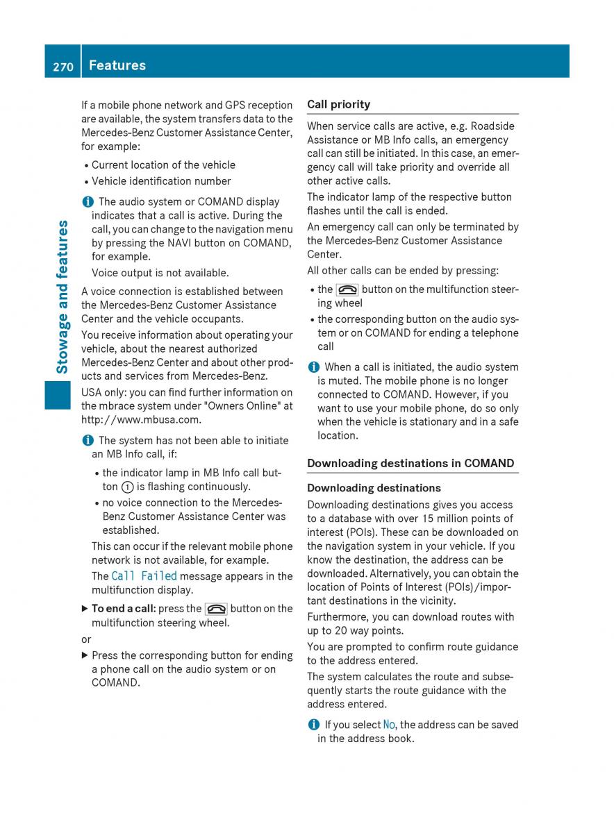 Mercedes Benz CLA C117 owners manual / page 272