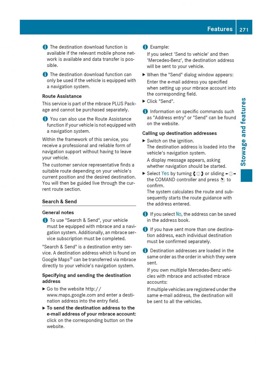 Mercedes Benz CLA C117 owners manual / page 273