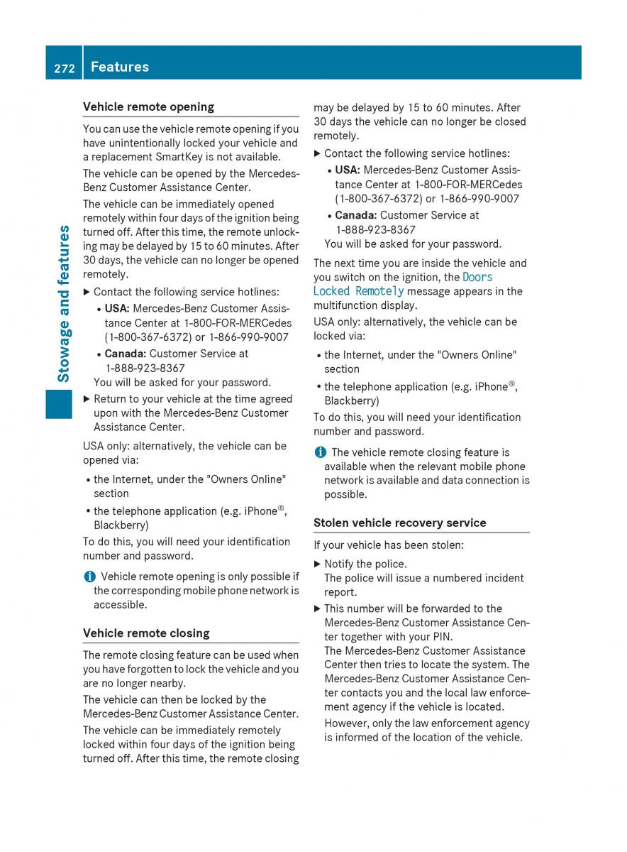 Mercedes Benz CLA C117 owners manual / page 274