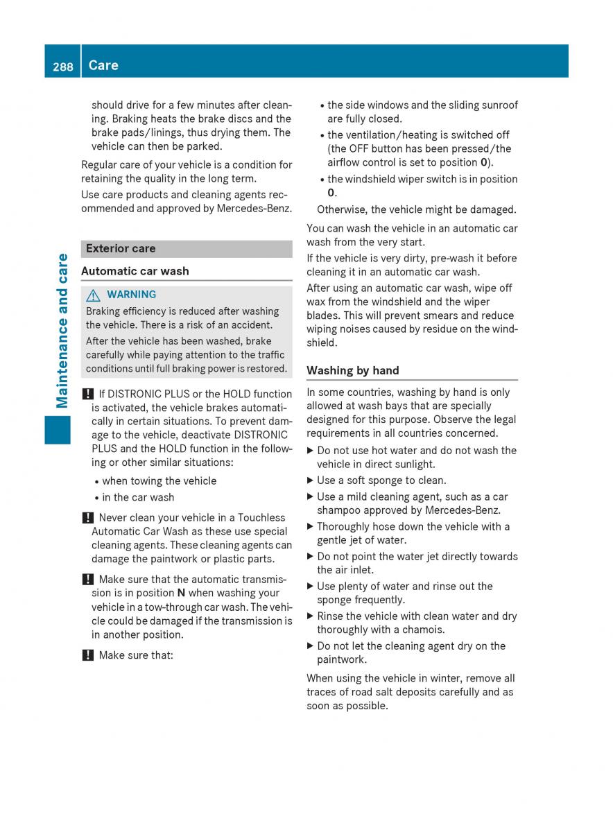 Mercedes Benz CLA C117 owners manual / page 290