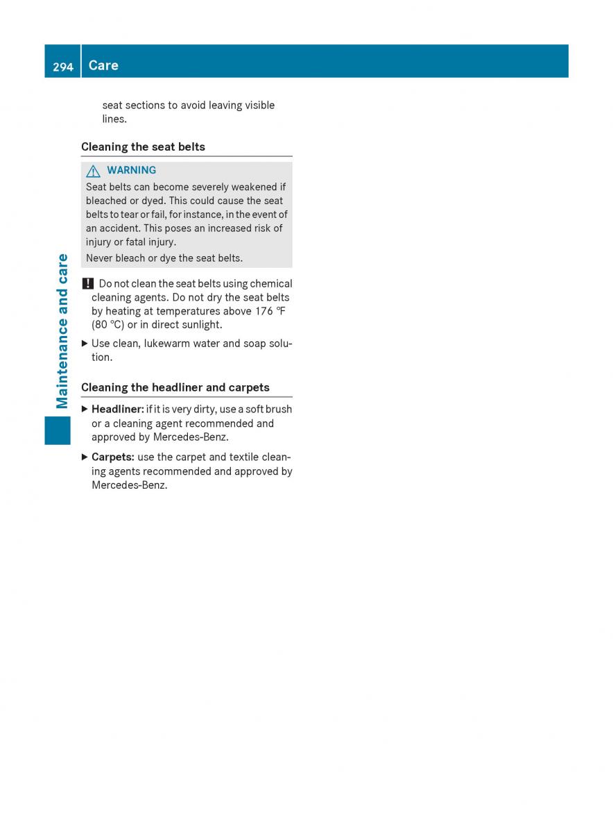 Mercedes Benz CLA C117 owners manual / page 296