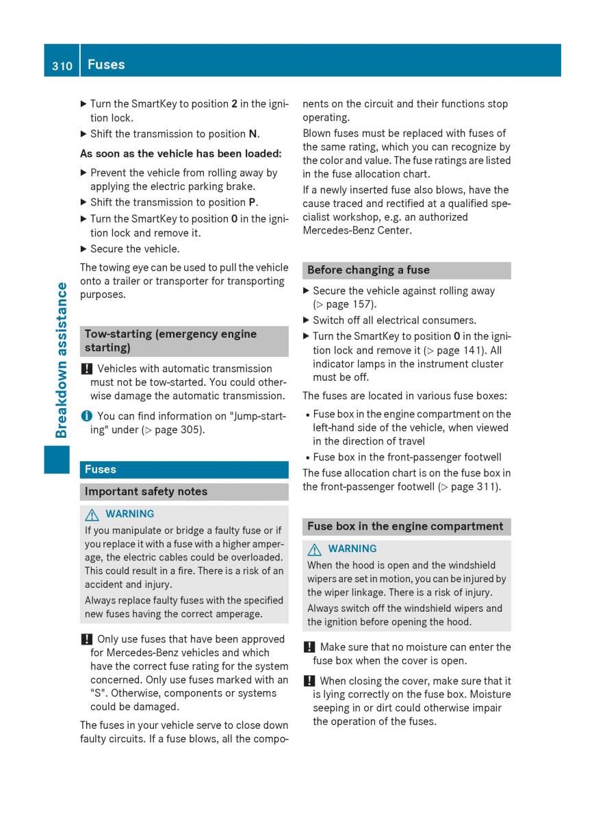 Mercedes Benz CLA C117 owners manual / page 312