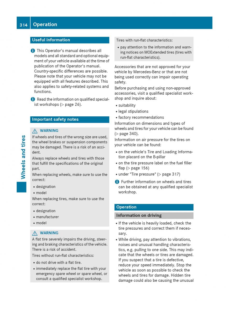 Mercedes Benz CLA C117 owners manual / page 316