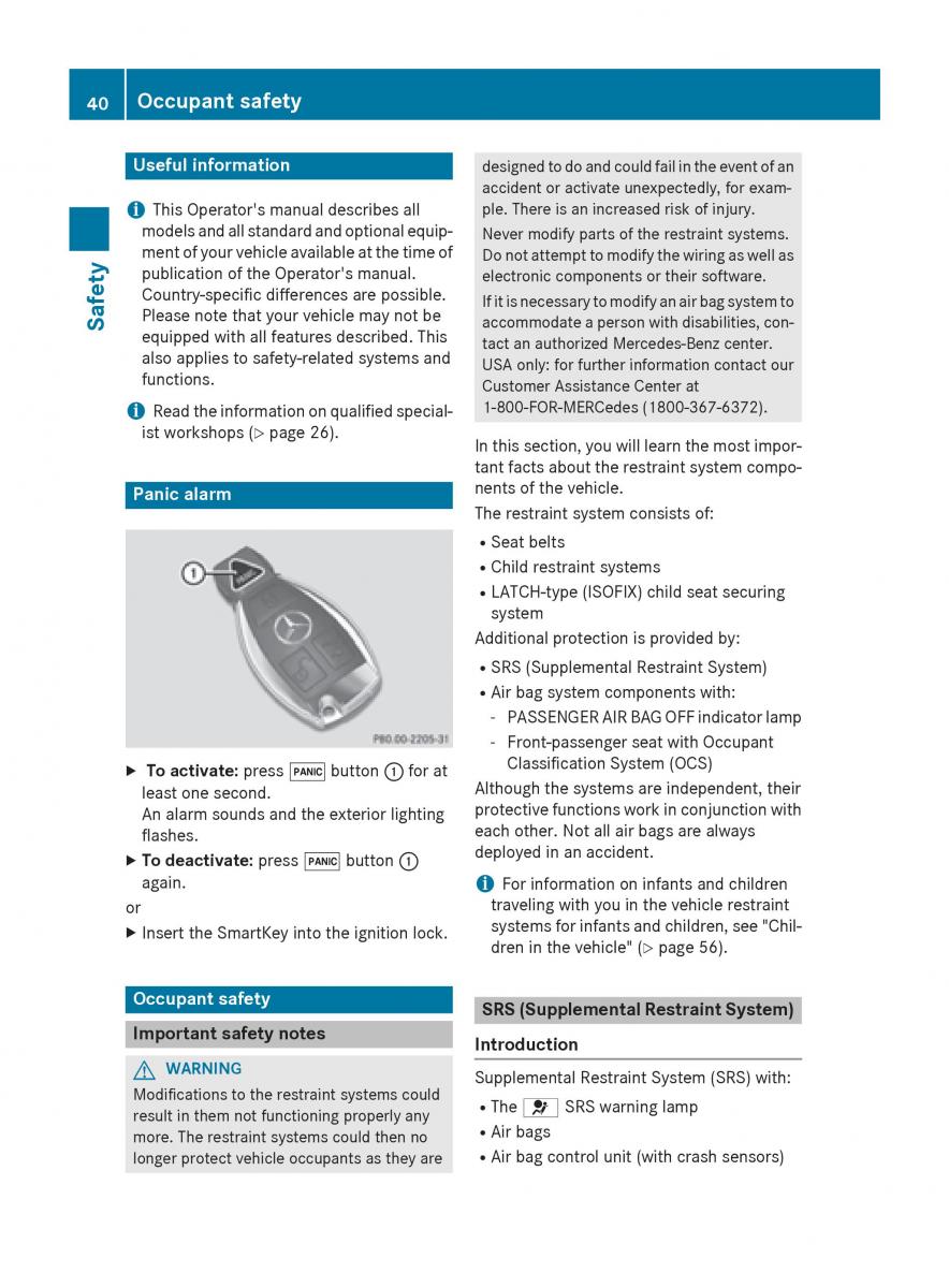 Mercedes Benz CLA C117 owners manual / page 42