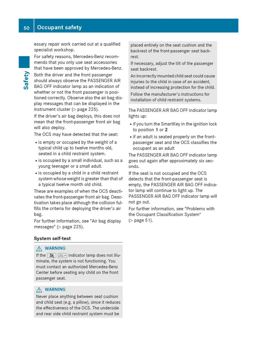 Mercedes Benz CLA C117 owners manual / page 52