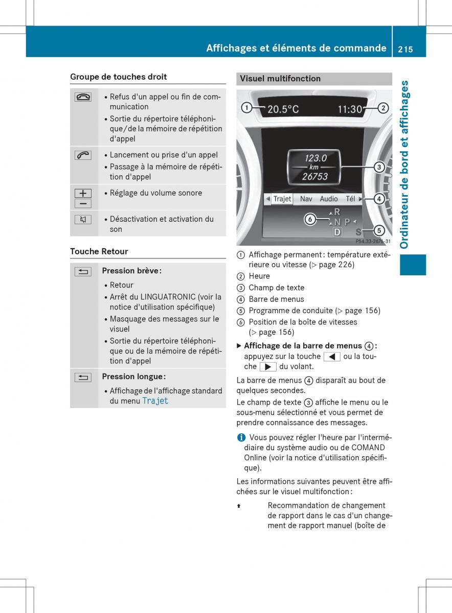 Mercedes Benz CLA Coupe manuel du proprietaire / page 217