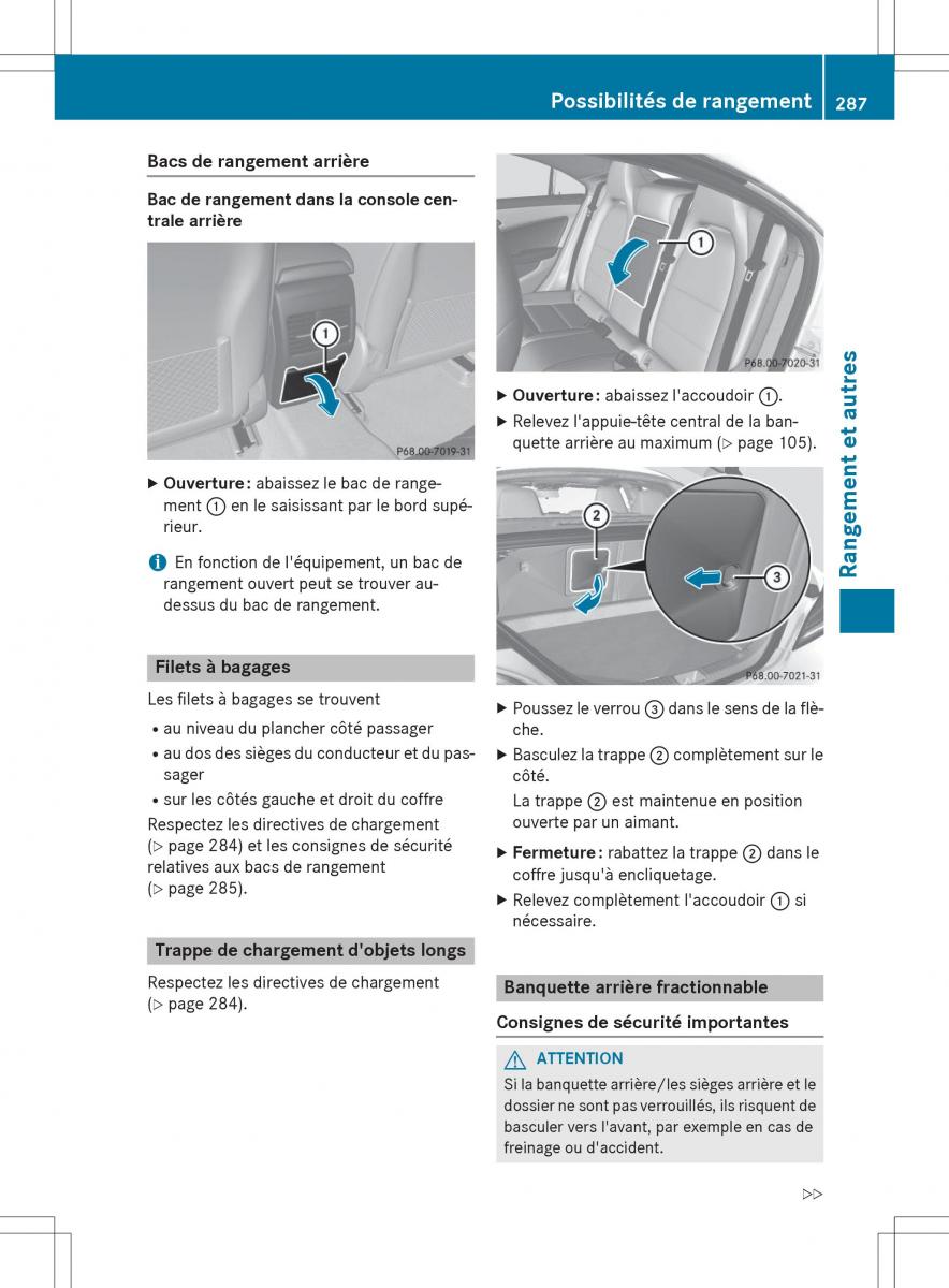 Mercedes Benz CLA Coupe manuel du proprietaire / page 289