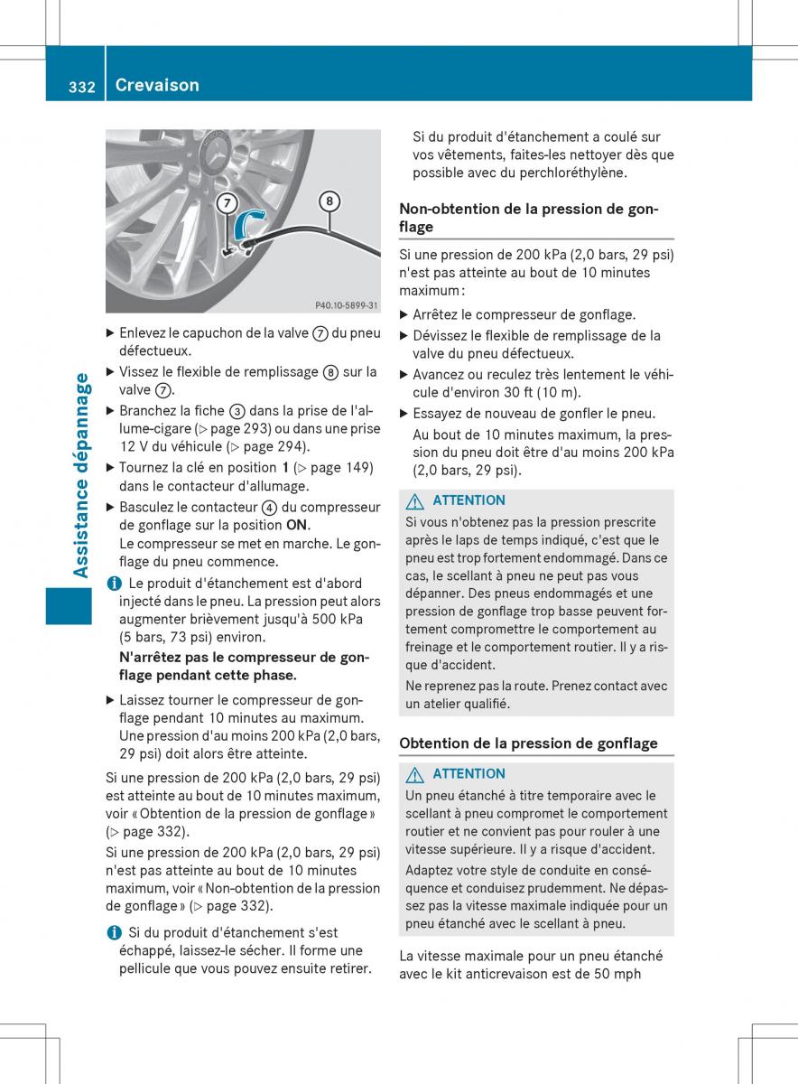 Mercedes Benz CLA Coupe manuel du proprietaire / page 334