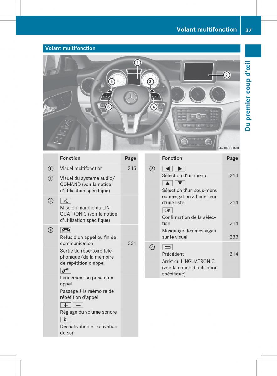 Mercedes Benz CLA Coupe manuel du proprietaire / page 39