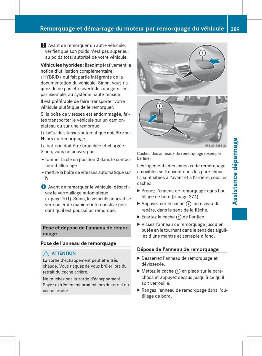 Mercedes Benz E Class W212 2014 manuel du proprietaire / page 291