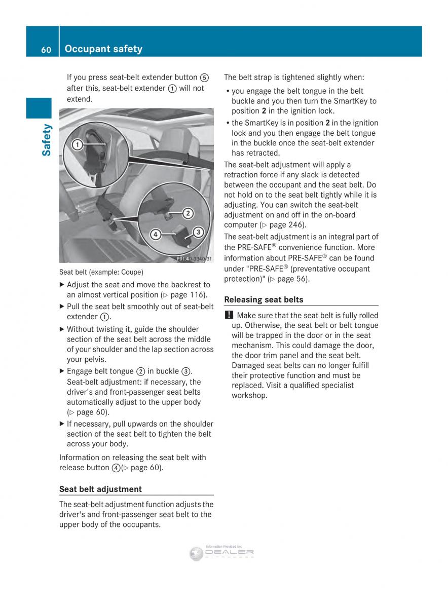 Mercedes Benz E Class W212 2014 owners manual / page 62