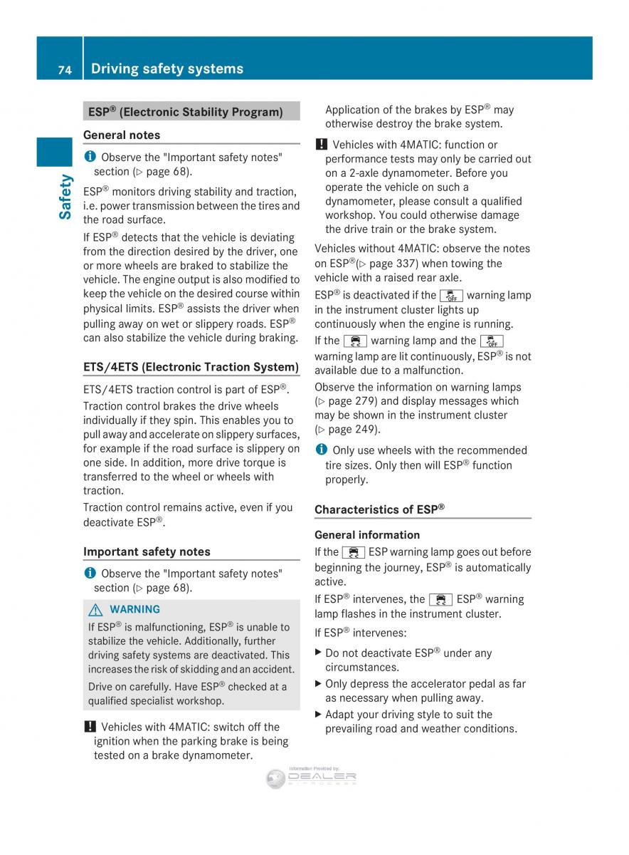 Mercedes Benz E Class W212 2014 owners manual / page 76