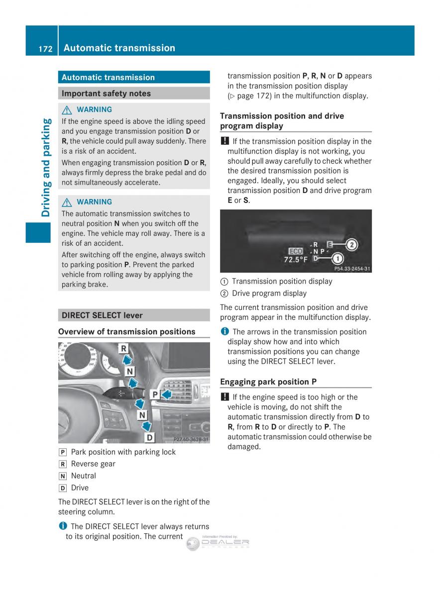 Mercedes Benz E Class W212 2014 owners manual / page 174