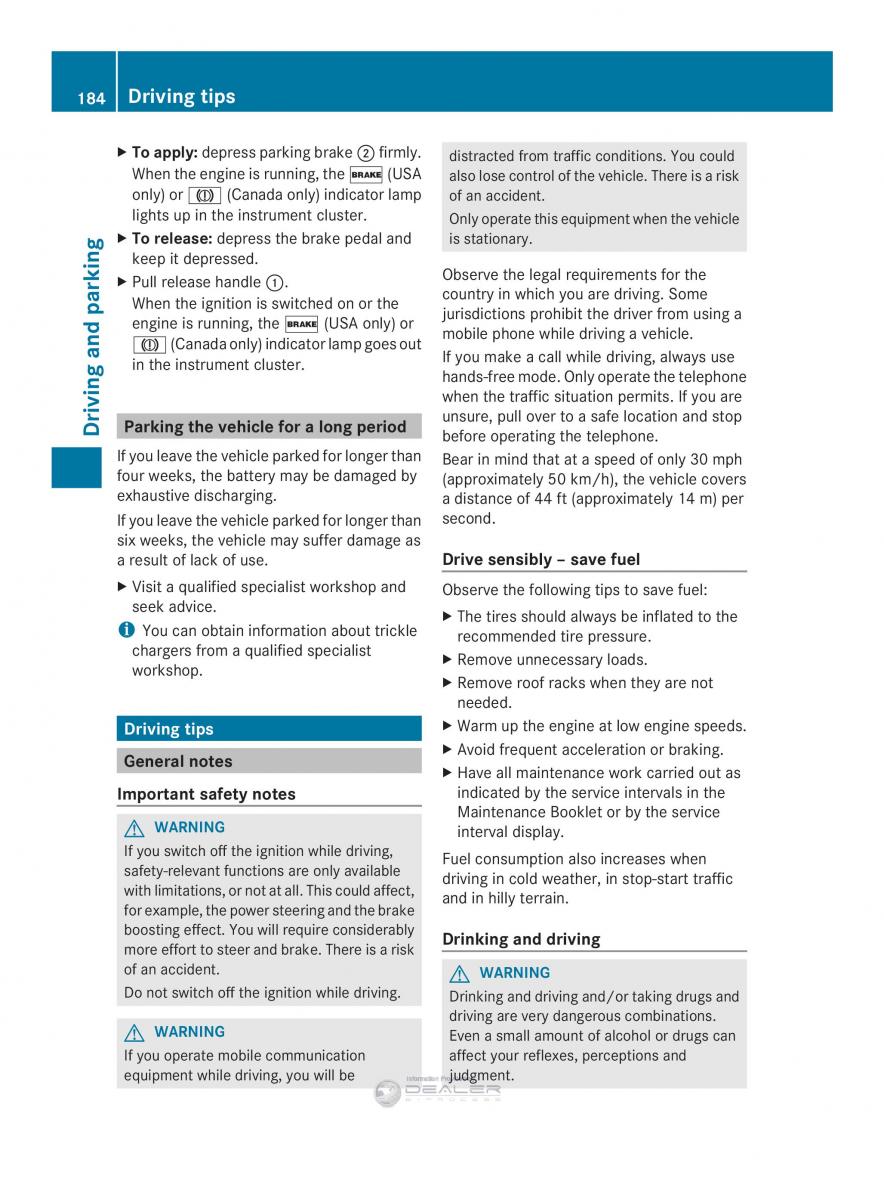 Mercedes Benz E Class W212 2014 owners manual / page 186