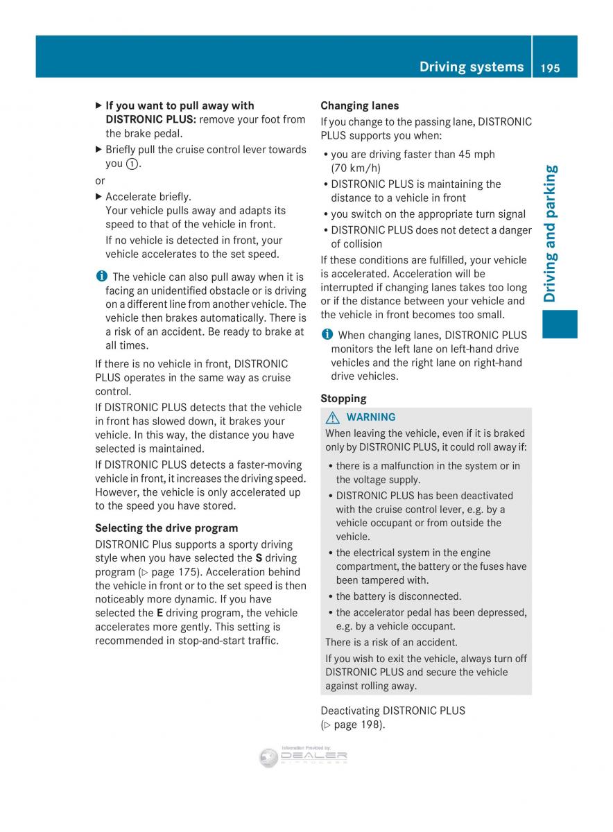 Mercedes Benz E Class W212 2014 owners manual / page 197