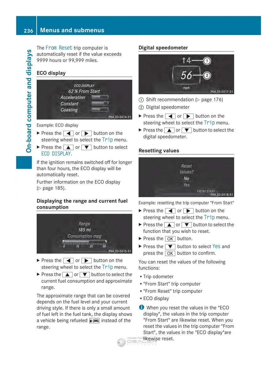 Mercedes Benz E Class W212 2014 owners manual / page 238