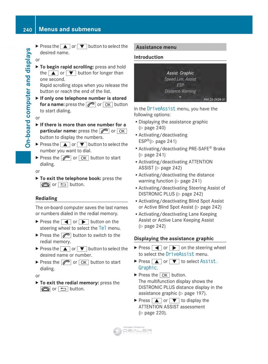 Mercedes Benz E Class W212 2014 owners manual / page 242