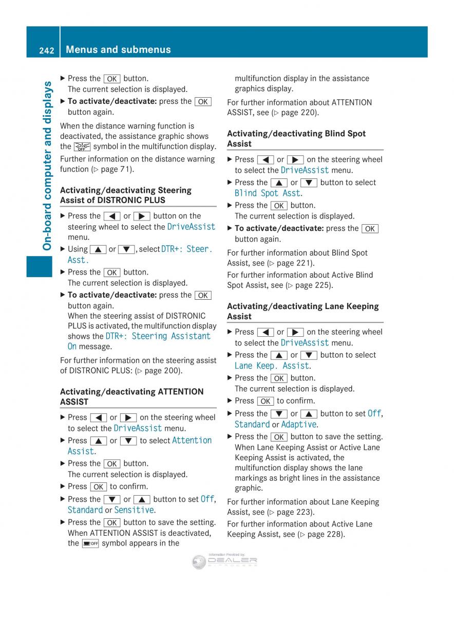 Mercedes Benz E Class W212 2014 owners manual / page 244