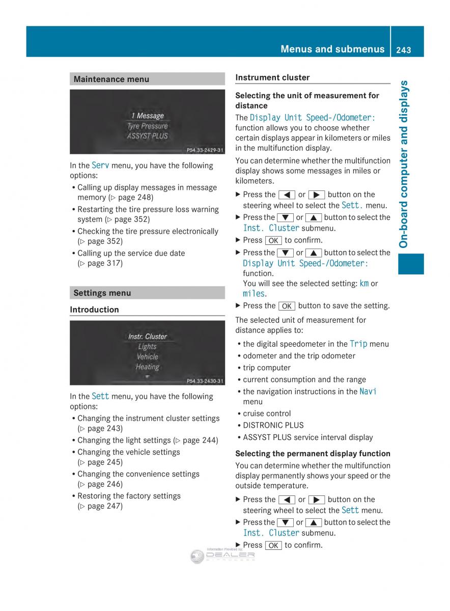 Mercedes Benz E Class W212 2014 owners manual / page 245