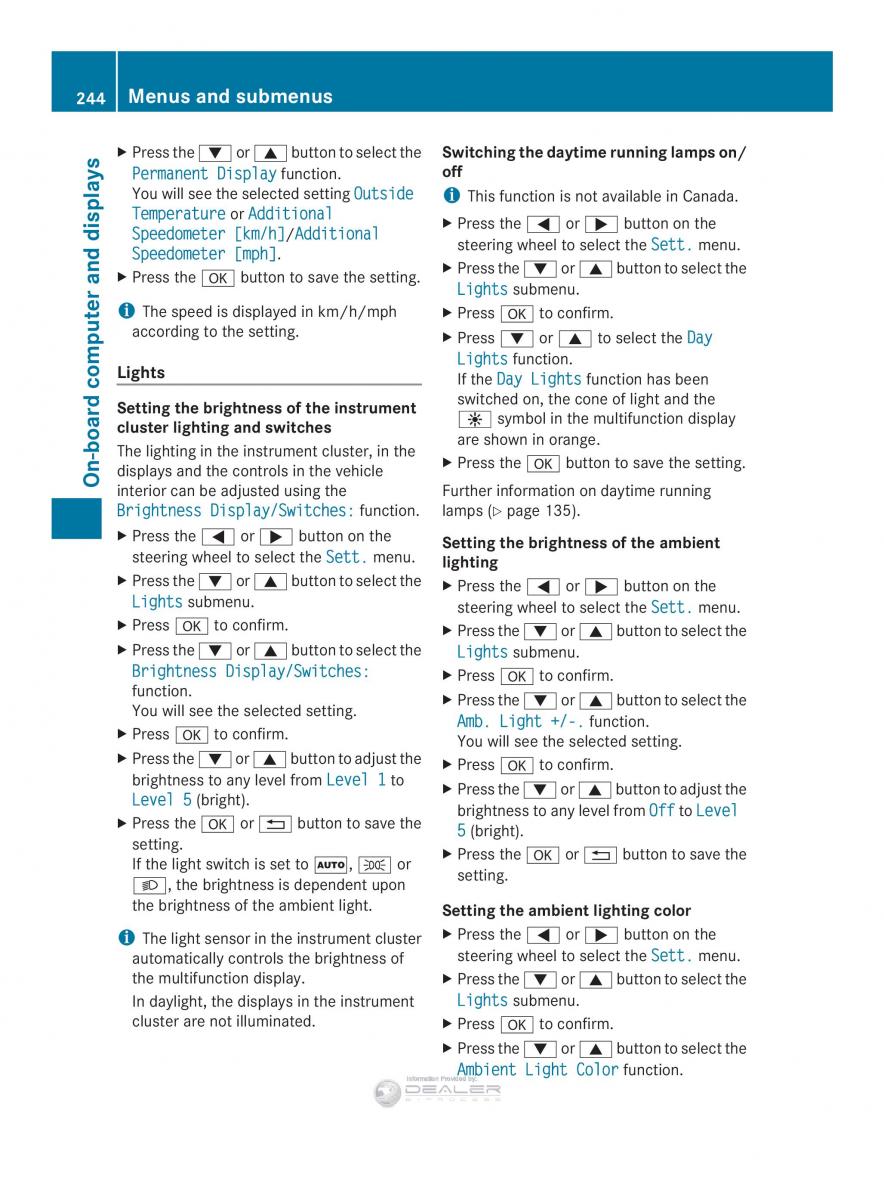 Mercedes Benz E Class W212 2014 owners manual / page 246