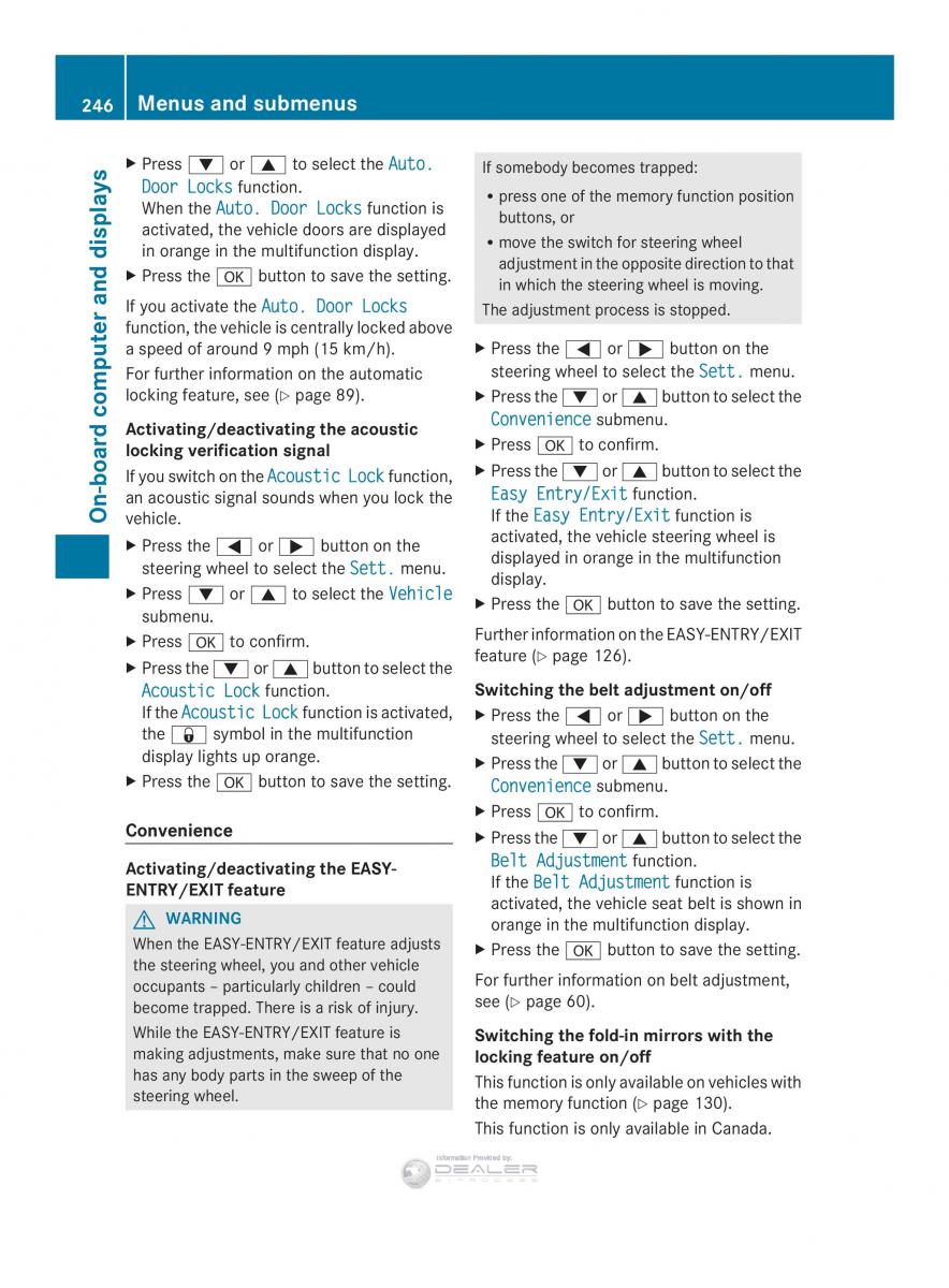 Mercedes Benz E Class W212 2014 owners manual / page 248