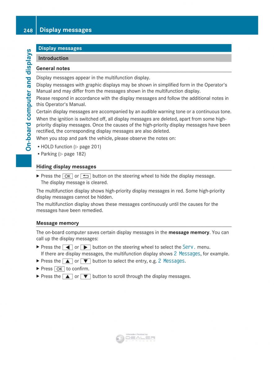 Mercedes Benz E Class W212 2014 owners manual / page 250