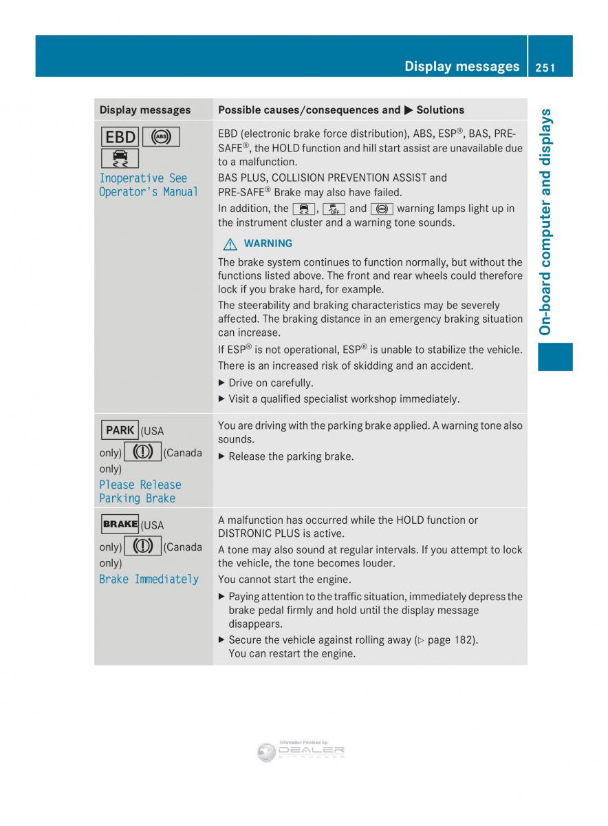 Mercedes Benz E Class W212 2014 owners manual / page 253