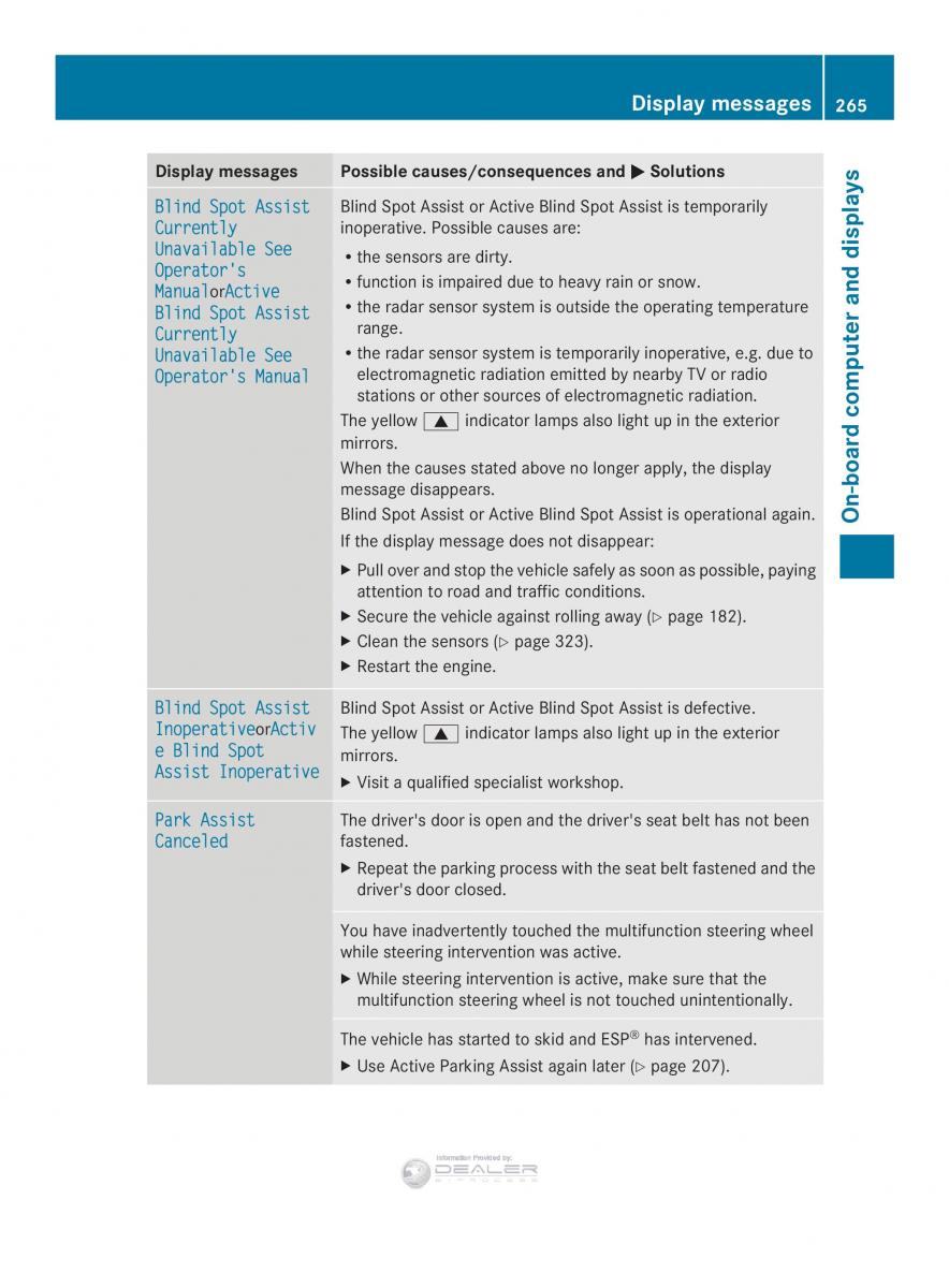 Mercedes Benz E Class W212 2014 owners manual / page 267