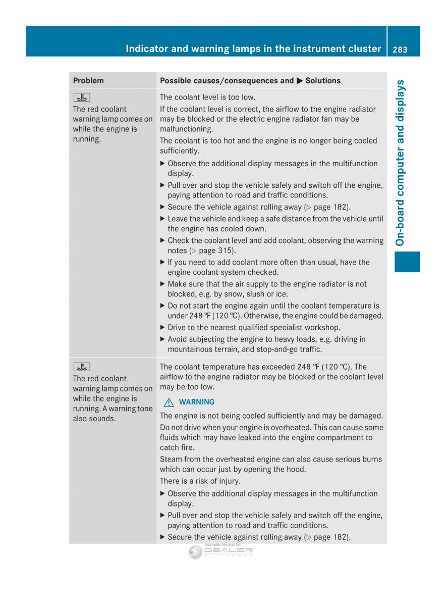 Mercedes Benz E Class W212 2014 owners manual / page 285