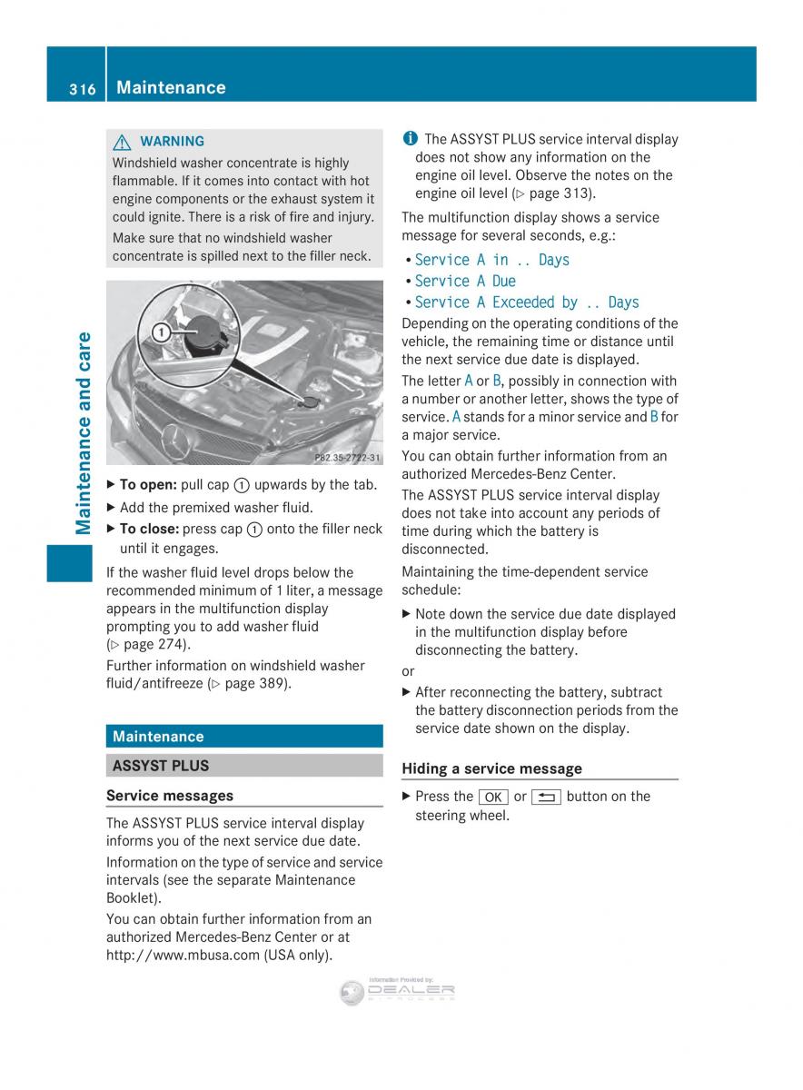 Mercedes Benz E Class W212 2014 owners manual / page 318