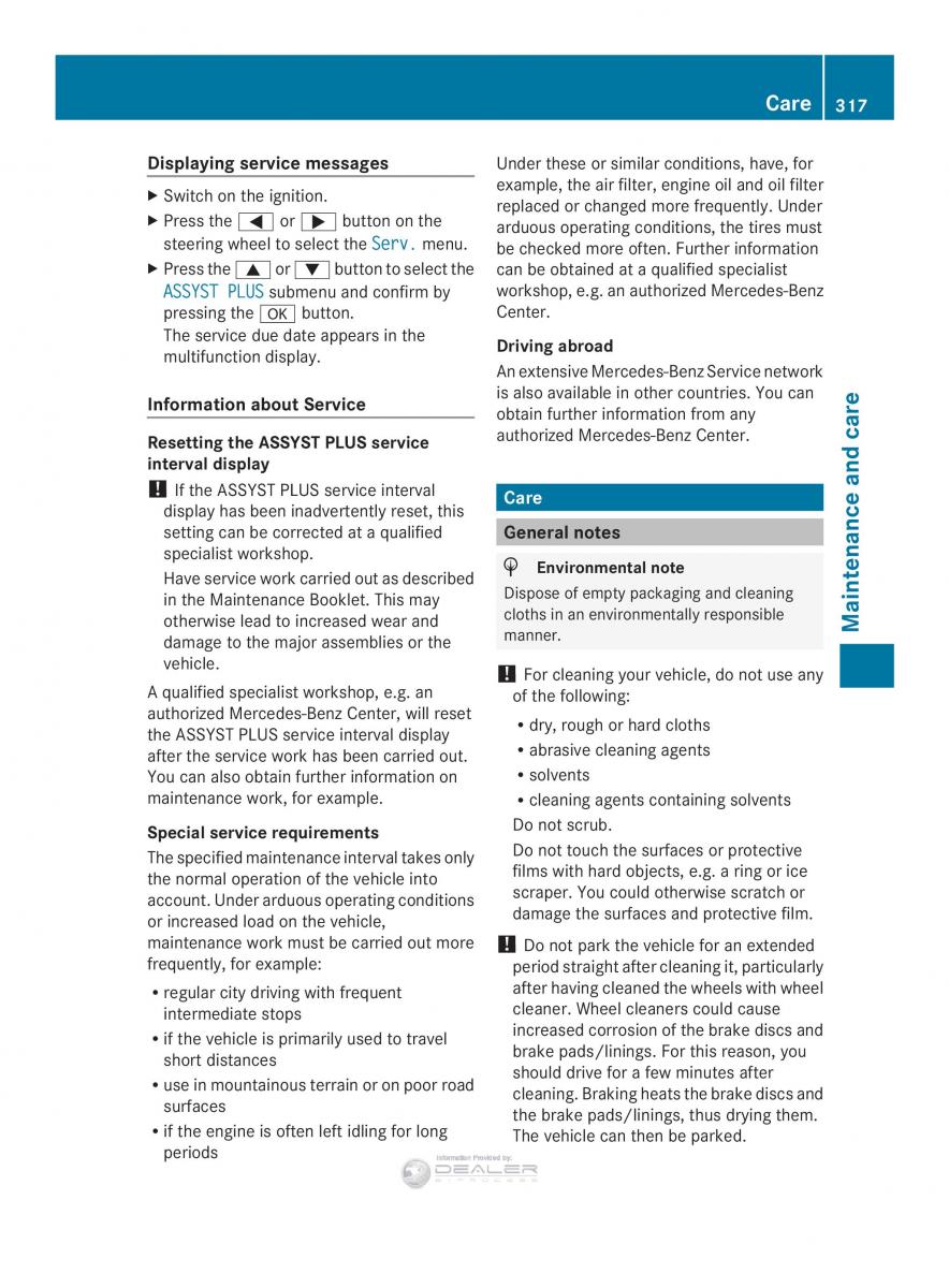 Mercedes Benz E Class W212 2014 owners manual / page 319