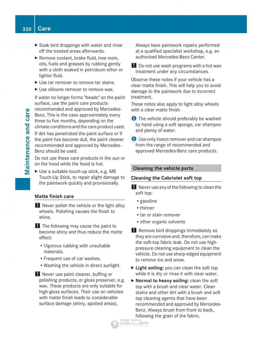 Mercedes Benz E Class W212 2014 owners manual / page 322