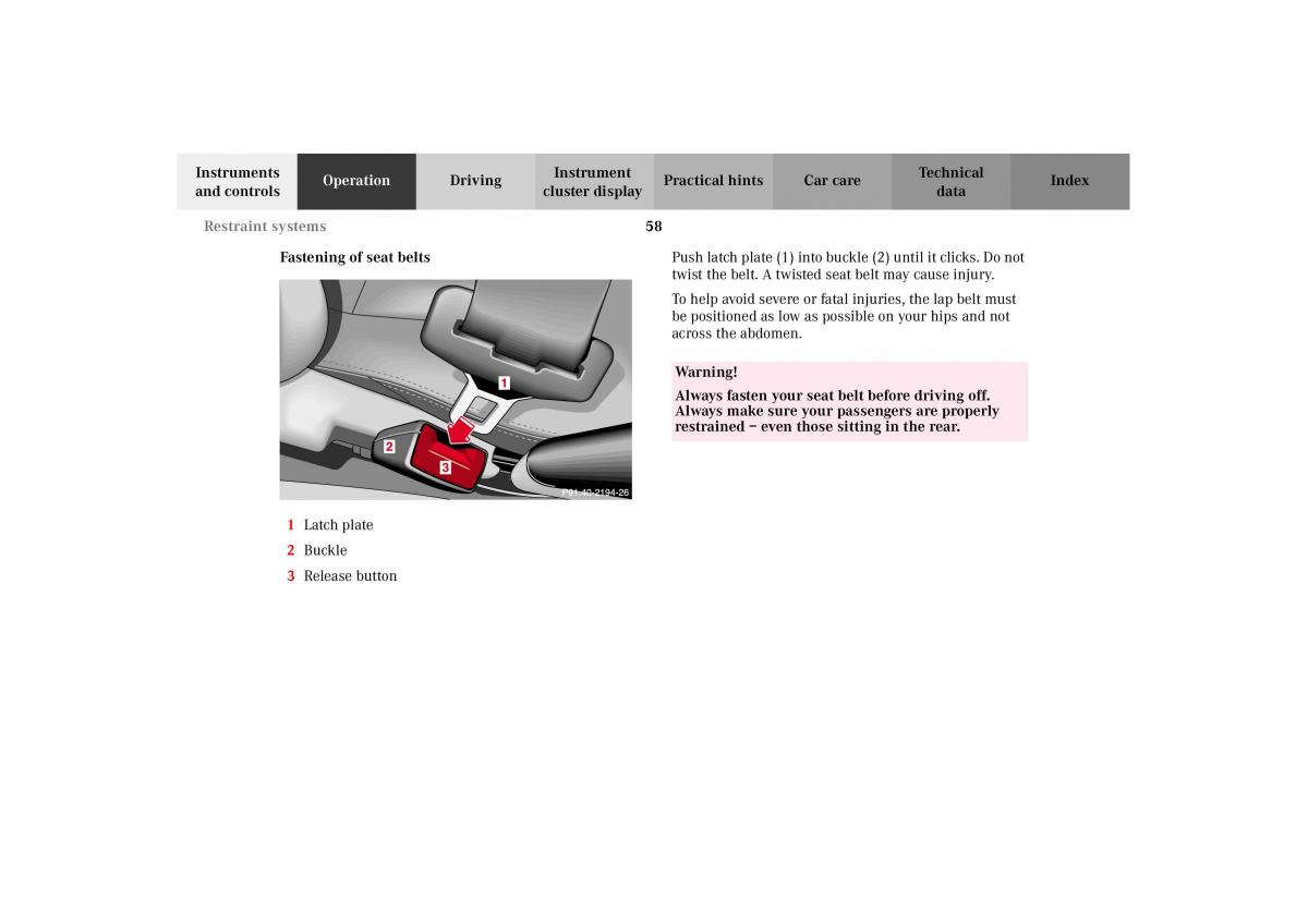 Mercedes Benz G Class W463 owners manual / page 61