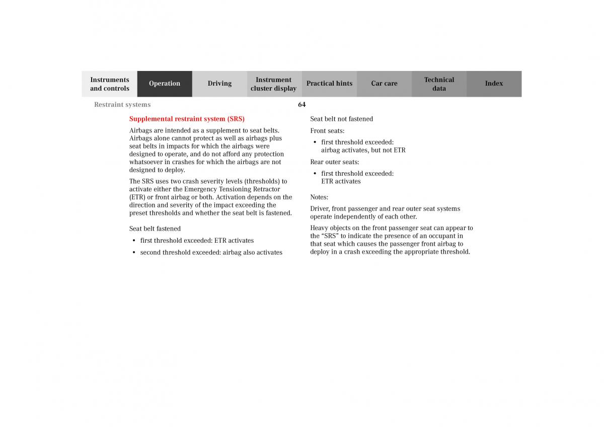 Mercedes Benz G Class W463 owners manual / page 67