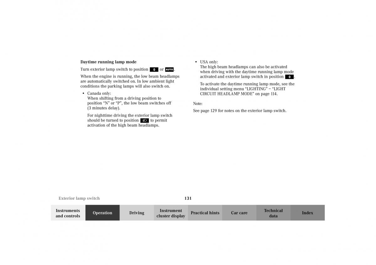 Mercedes Benz G Class W463 owners manual / page 134