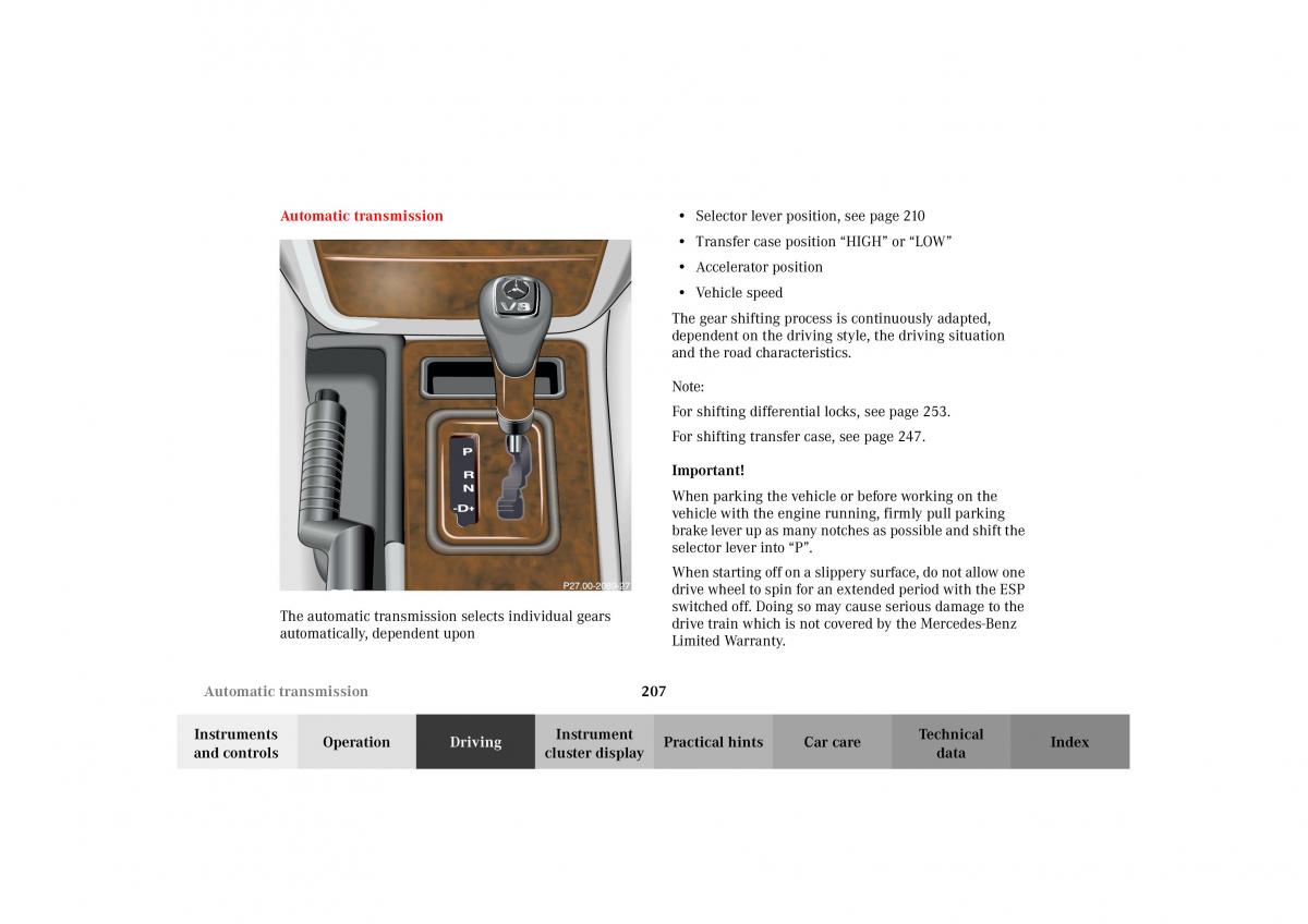 Mercedes Benz G Class W463 owners manual / page 210