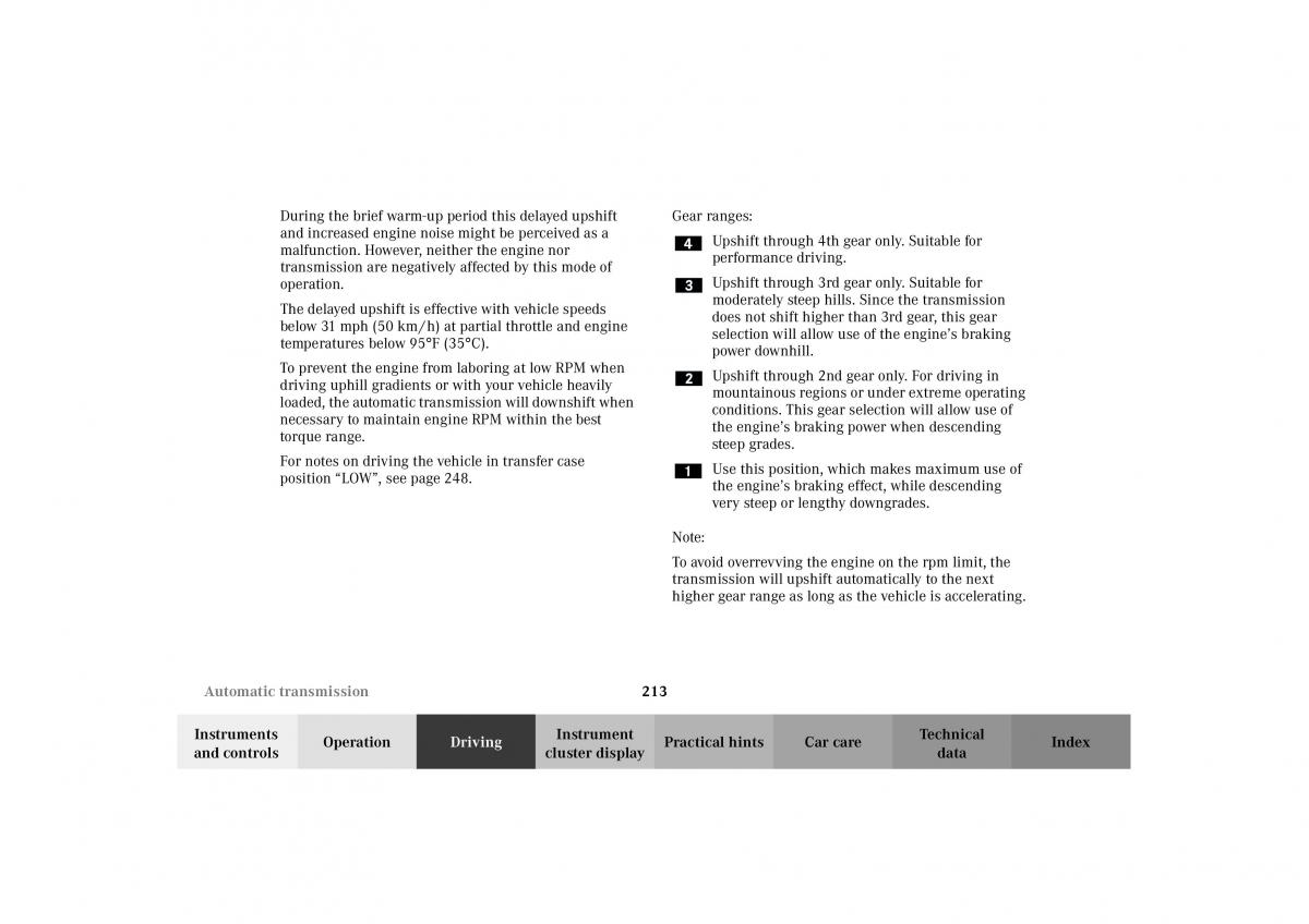 Mercedes Benz G Class W463 owners manual / page 216