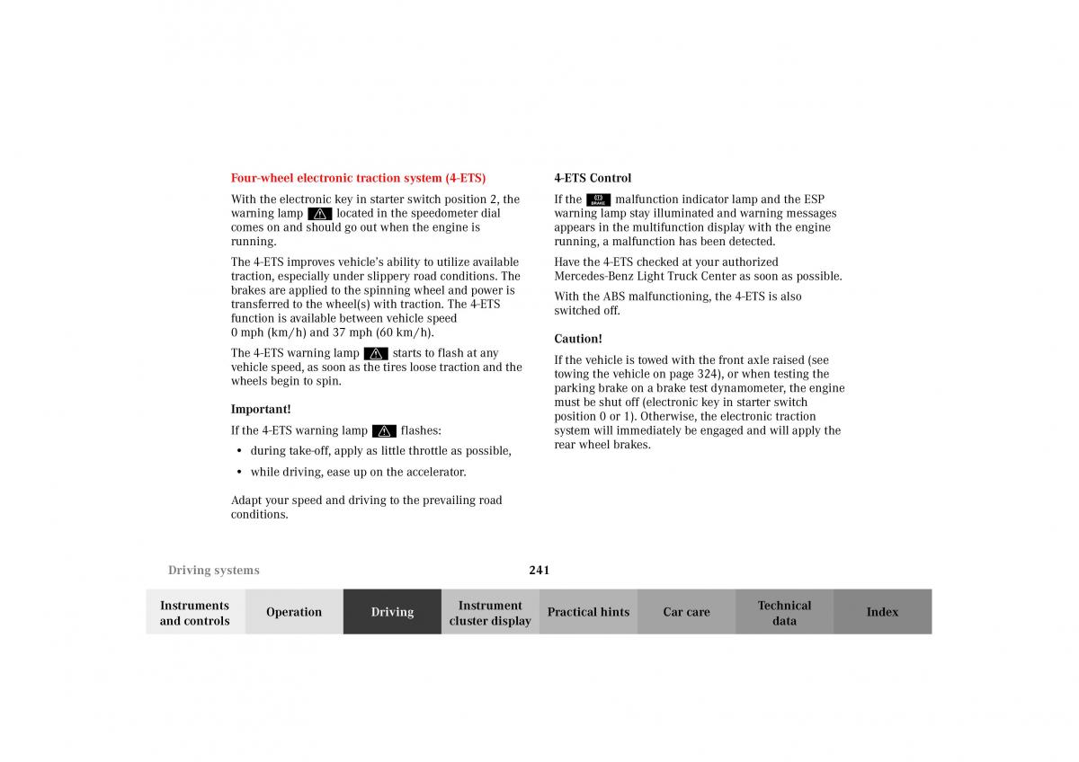 Mercedes Benz G Class W463 owners manual / page 244