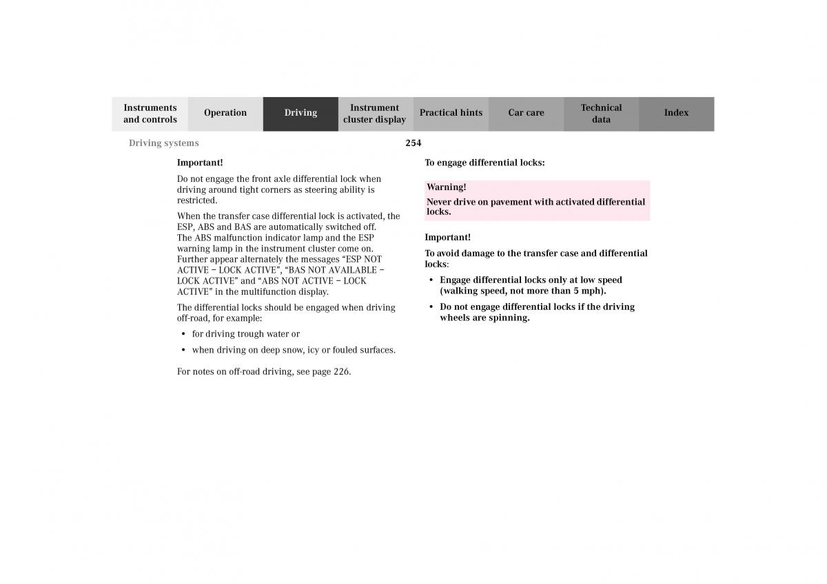 Mercedes Benz G Class W463 owners manual / page 257