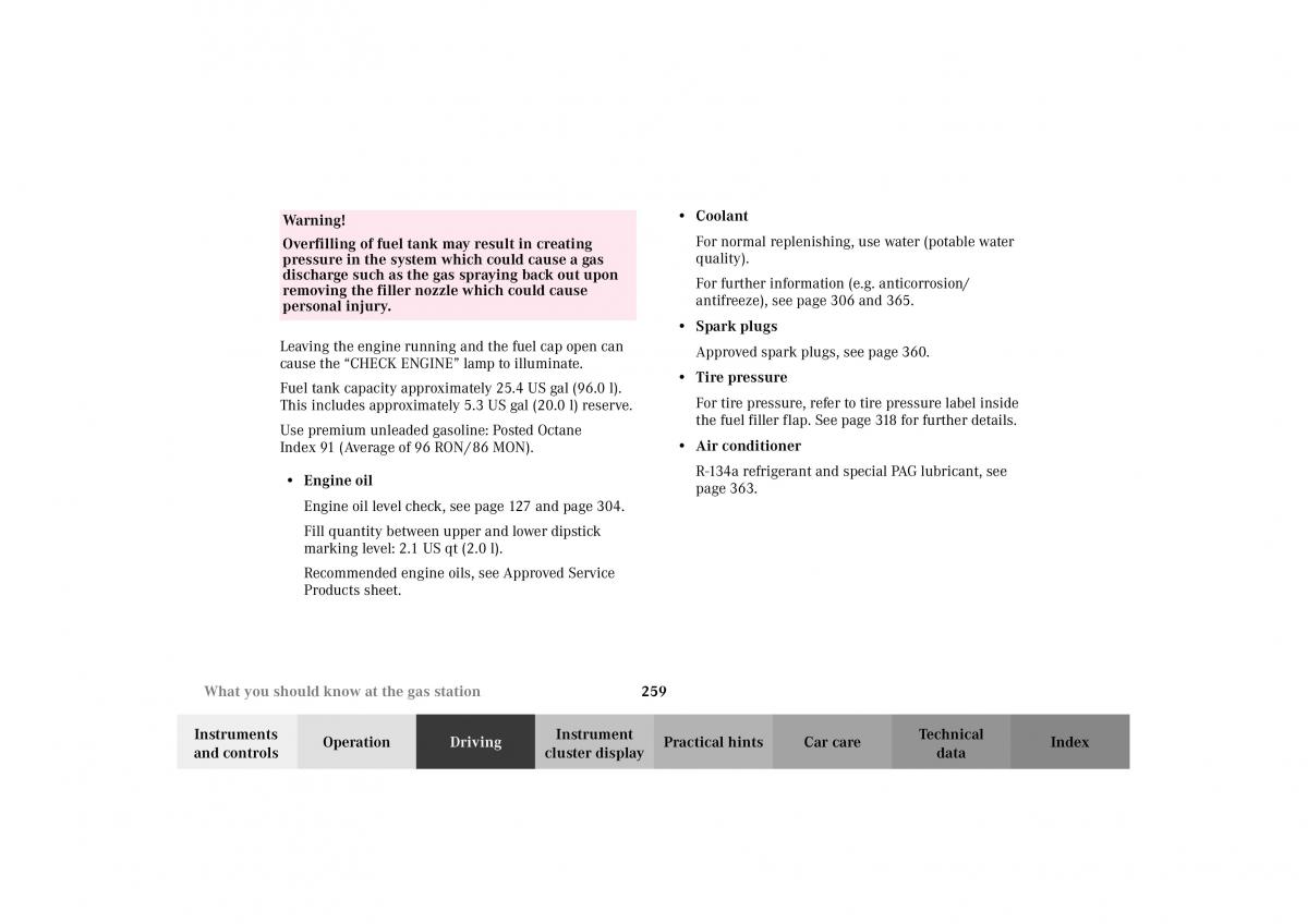 Mercedes Benz G Class W463 owners manual / page 262