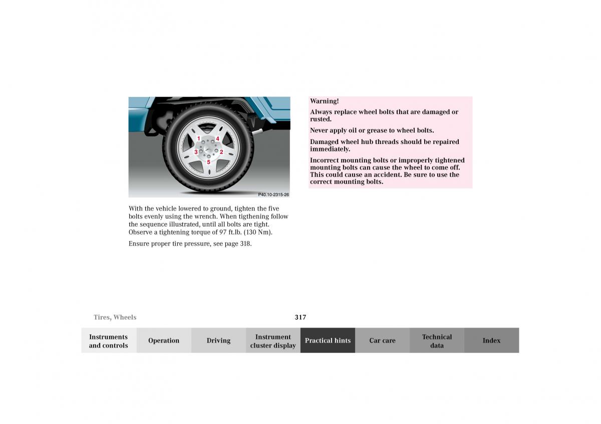 Mercedes Benz G Class W463 owners manual / page 320