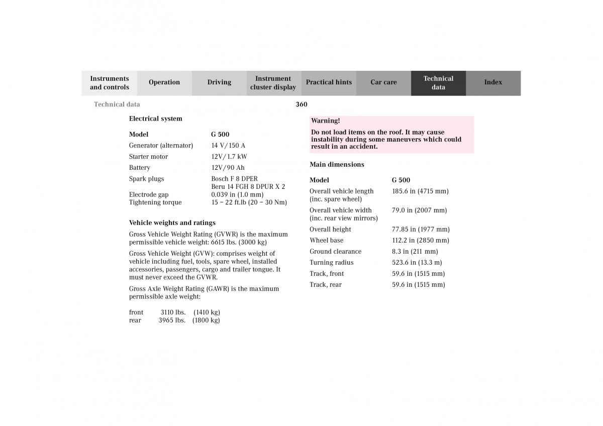 Mercedes Benz G Class W463 owners manual / page 363